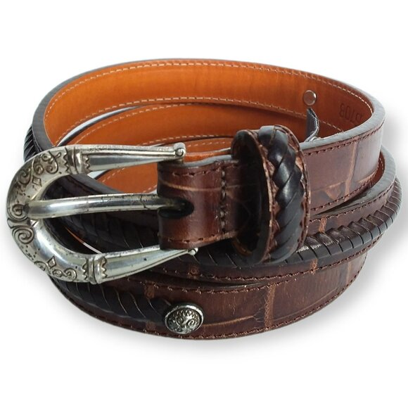 Brighton Western Leather Belt Size Large 34in 2 Tone Brown Black Southwestern main image 9